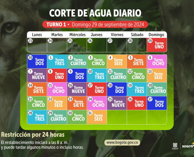 Cronograma de corte de agua en Bogotá